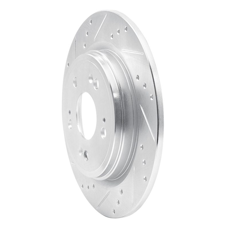 Acura RLX Brake Rotor (1) - Rear Left - R1 Concepts - Drilled & Slotted - Silver - `14-`20